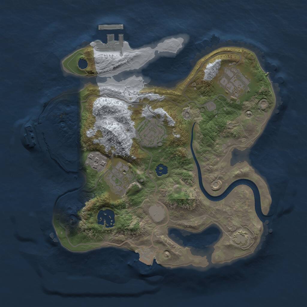 Rust Map: Procedural Map, Size: 2500, Seed: 176575430, 9 Monuments