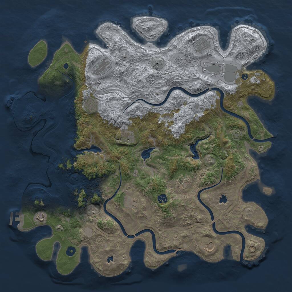 Rust Map: Procedural Map, Size: 4500, Seed: 1027325478, 17 Monuments