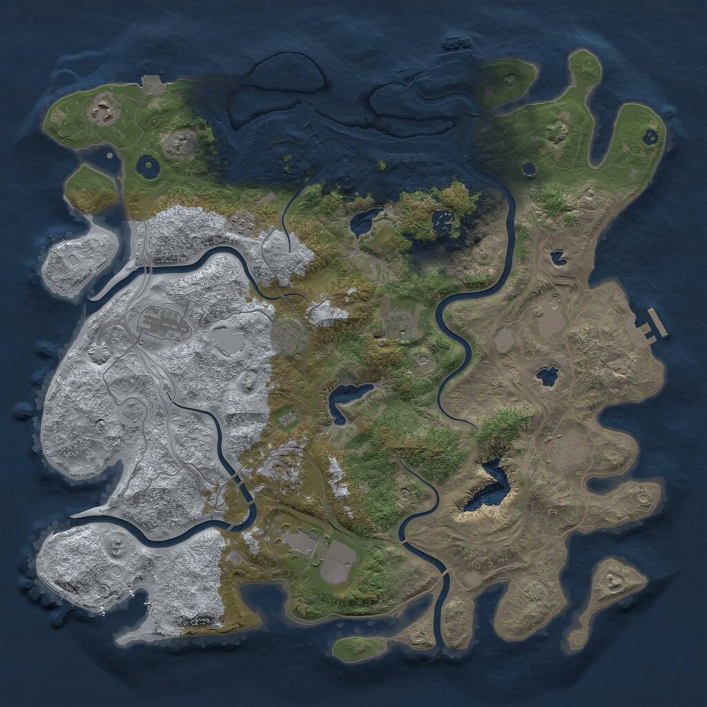 Rust Map: Procedural Map, Size: 4500, Seed: 1345136422, 16 Monuments