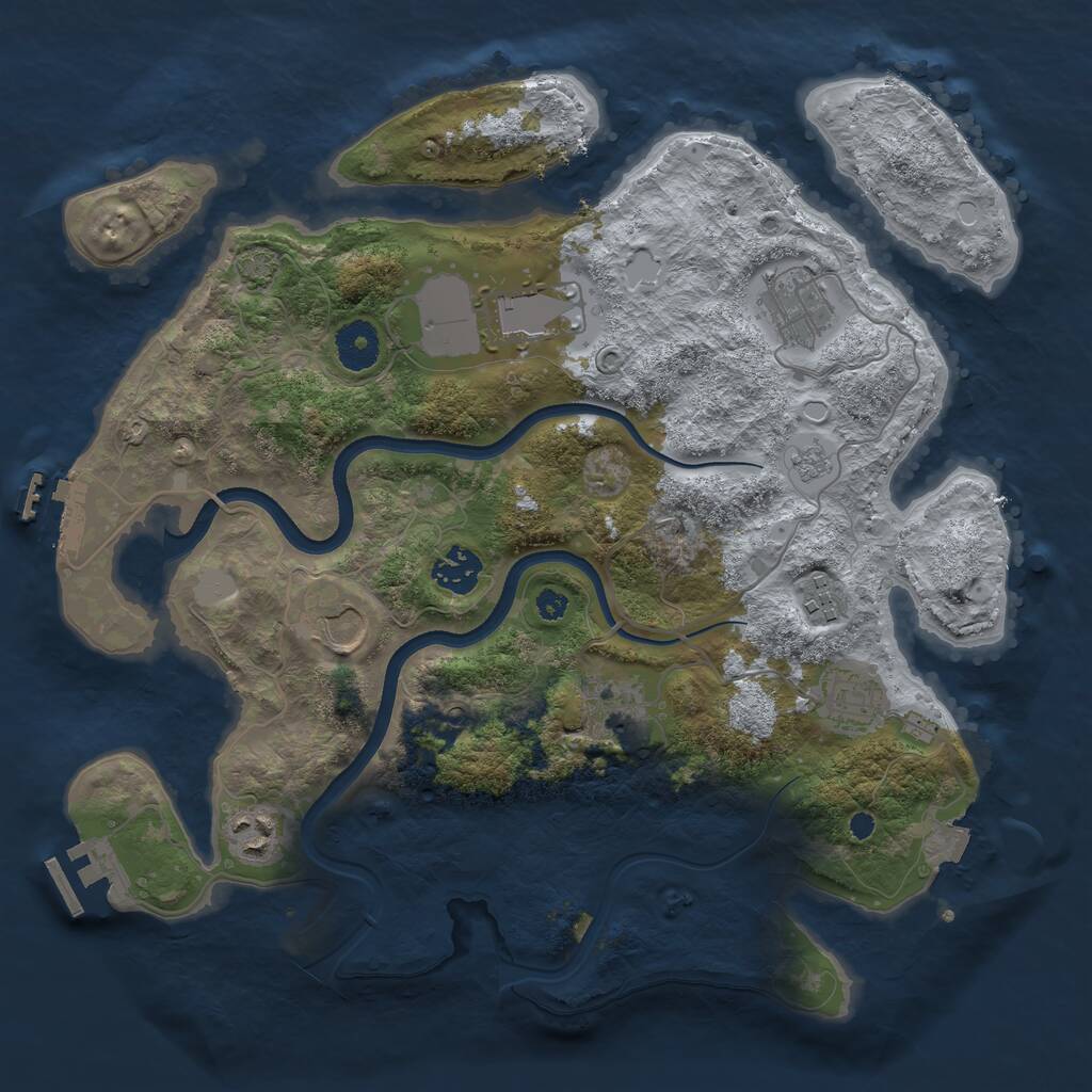 Rust Map: Procedural Map, Size: 3500, Seed: 570910682, 14 Monuments