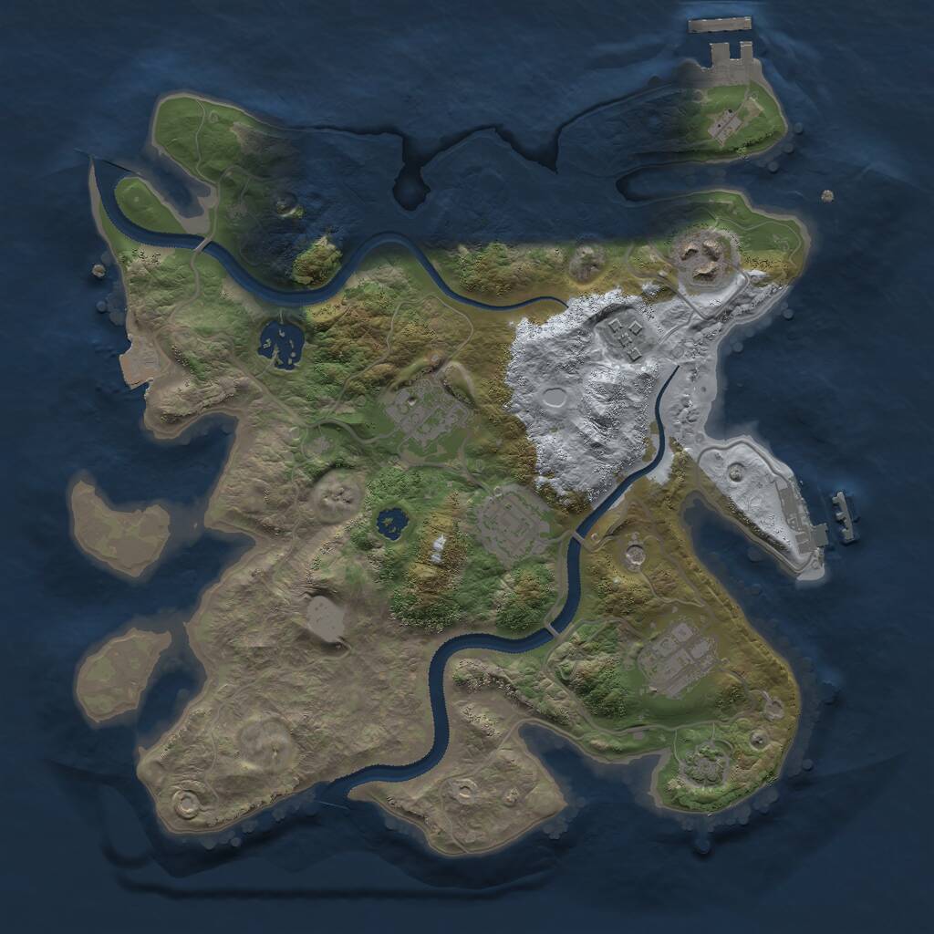 Rust Map: Procedural Map, Size: 3000, Seed: 1127453214, 11 Monuments