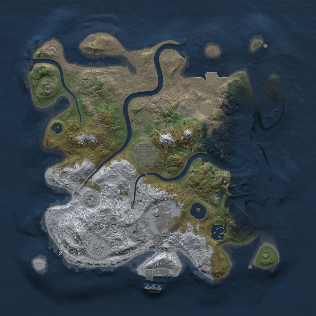 Rust Map: Procedural Map, Size: 3000, Seed: 28235, 9 Monuments
