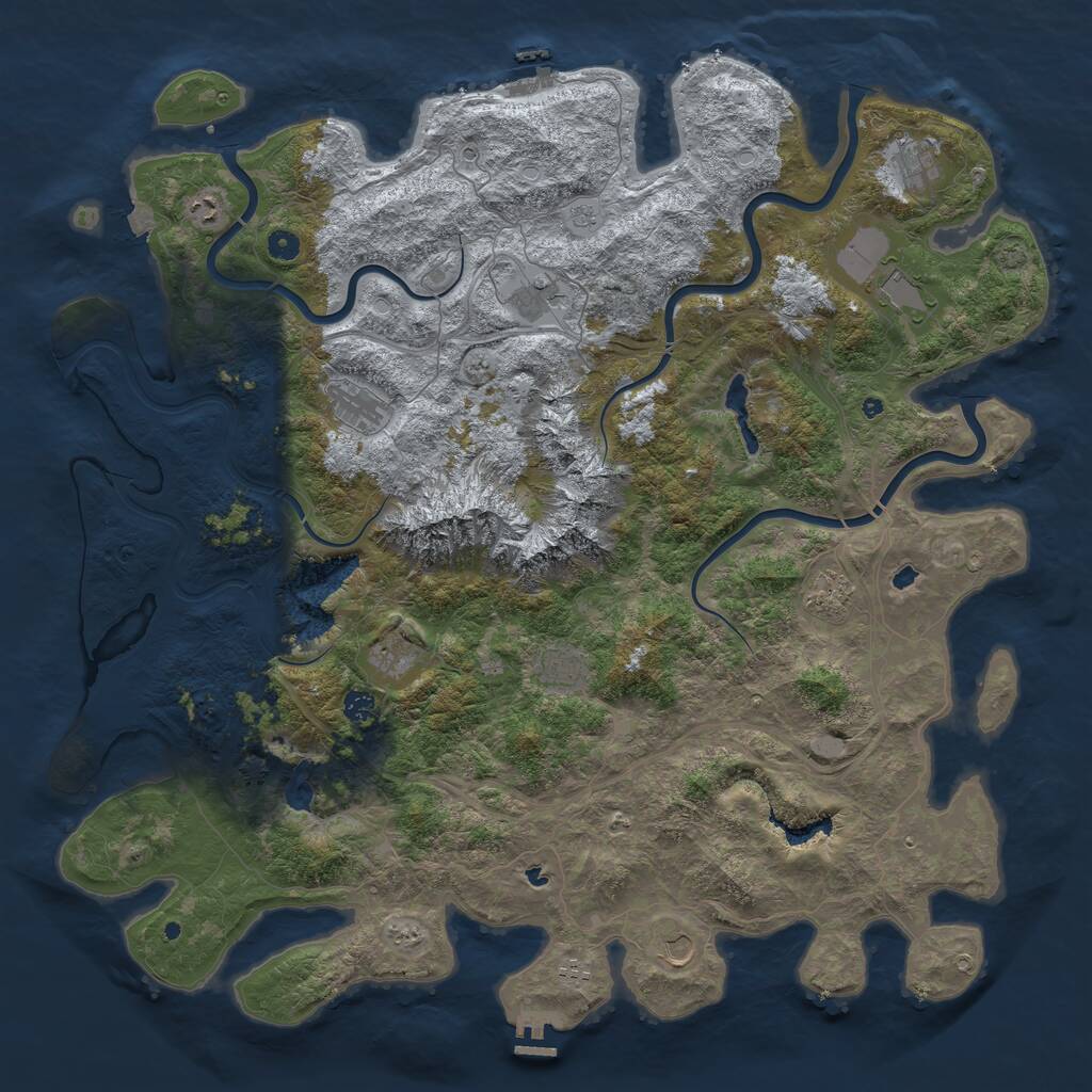 Rust Map: Procedural Map, Size: 5250, Seed: 1919238509, 17 Monuments