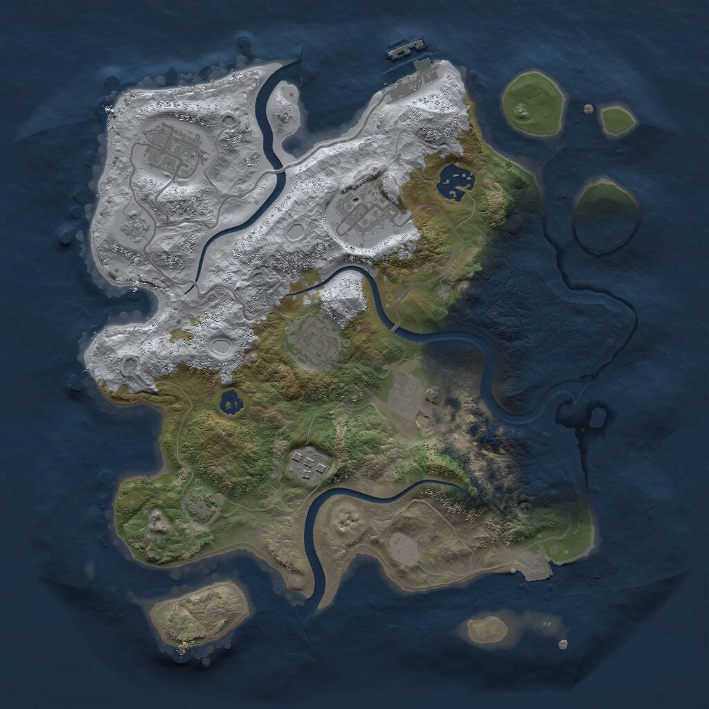 Rust Map: Procedural Map, Size: 3000, Seed: 1165859992, 10 Monuments