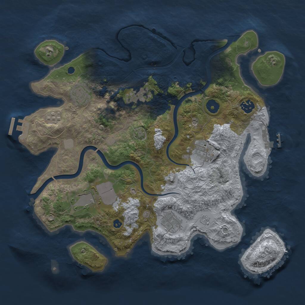Rust Map: Procedural Map, Size: 3500, Seed: 909286, 13 Monuments