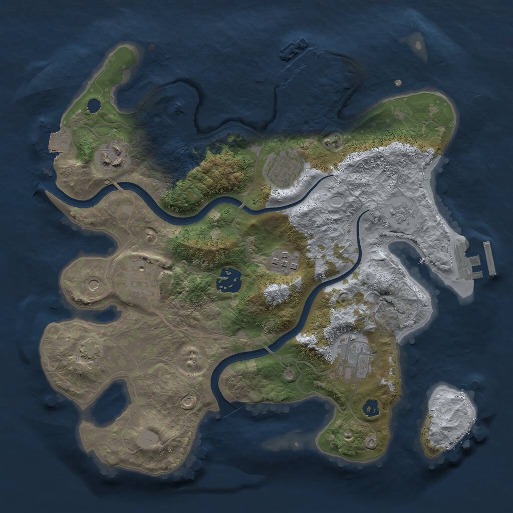 Rust Map: Procedural Map, Size: 3000, Seed: 1188573834, 12 Monuments