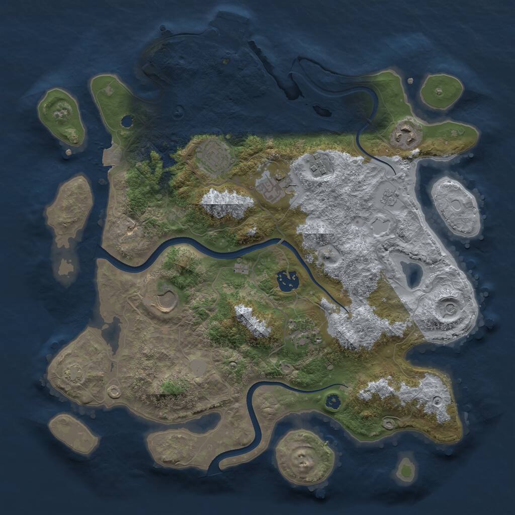 Rust Map: Procedural Map, Size: 3500, Seed: 81055, 12 Monuments