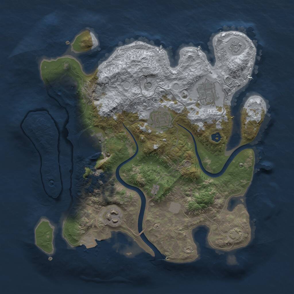 Rust Map: Procedural Map, Size: 3000, Seed: 7655890, 9 Monuments