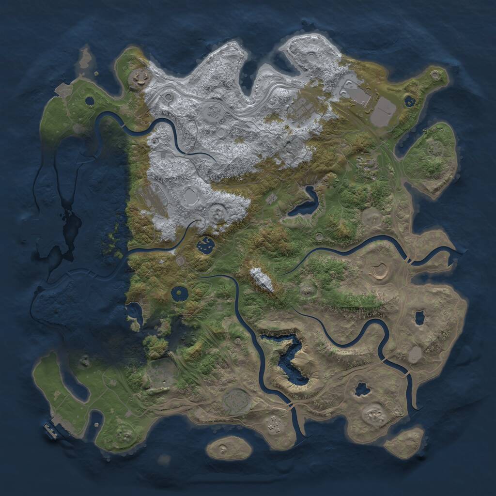 Rust Map: Procedural Map, Size: 4500, Seed: 829705562, 16 Monuments