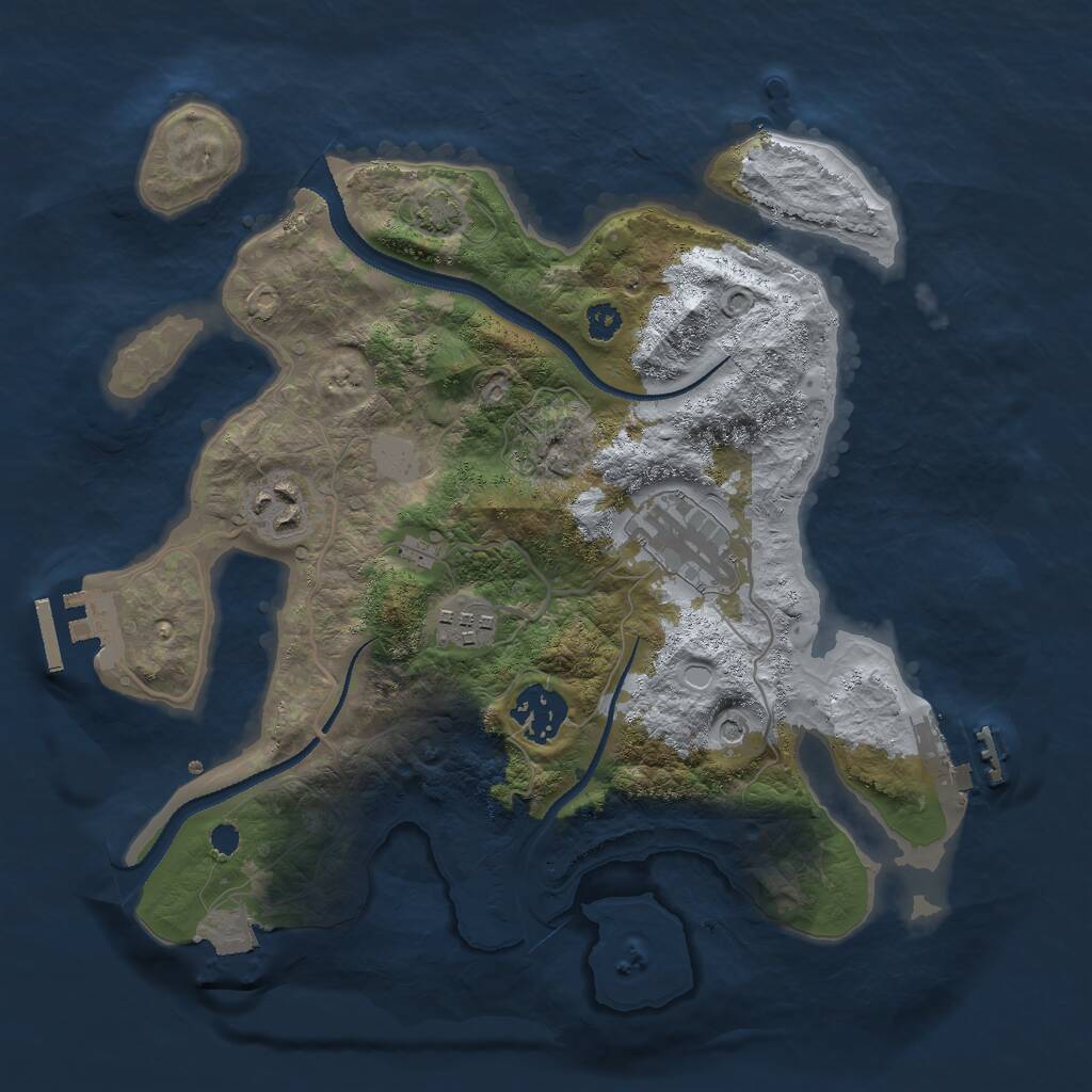 Rust Map: Procedural Map, Size: 3000, Seed: 84825, 9 Monuments