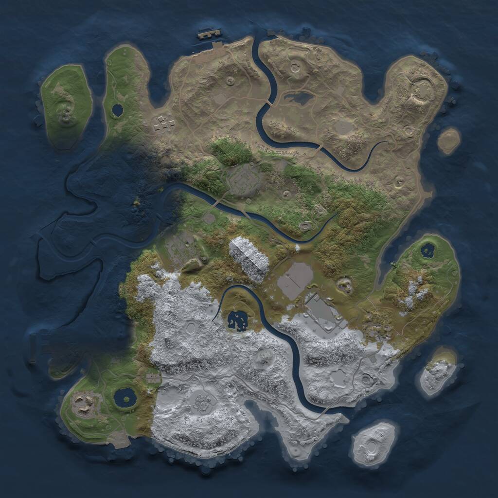 Rust Map: Procedural Map, Size: 3500, Seed: 760434713, 13 Monuments
