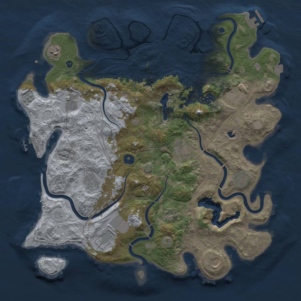 Rust Map: Procedural Map, Size: 4250, Seed: 2054007812, 17 Monuments