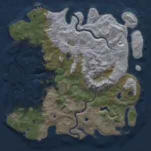 Thumbnail Rust Map: Procedural Map, Size: 5000, Seed: 597409907, 17 Monuments