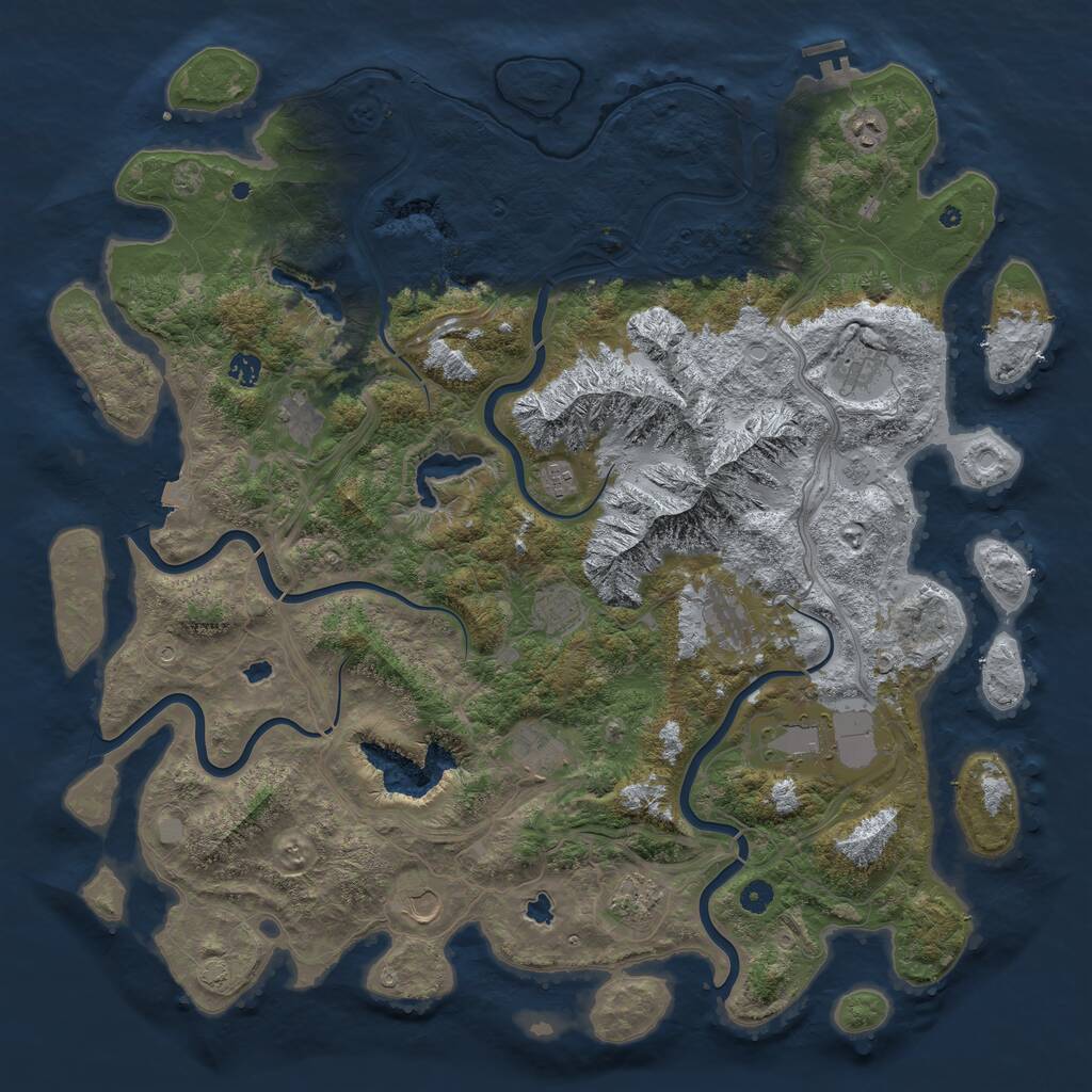 Rust Map: Procedural Map, Size: 5000, Seed: 346228107, 16 Monuments