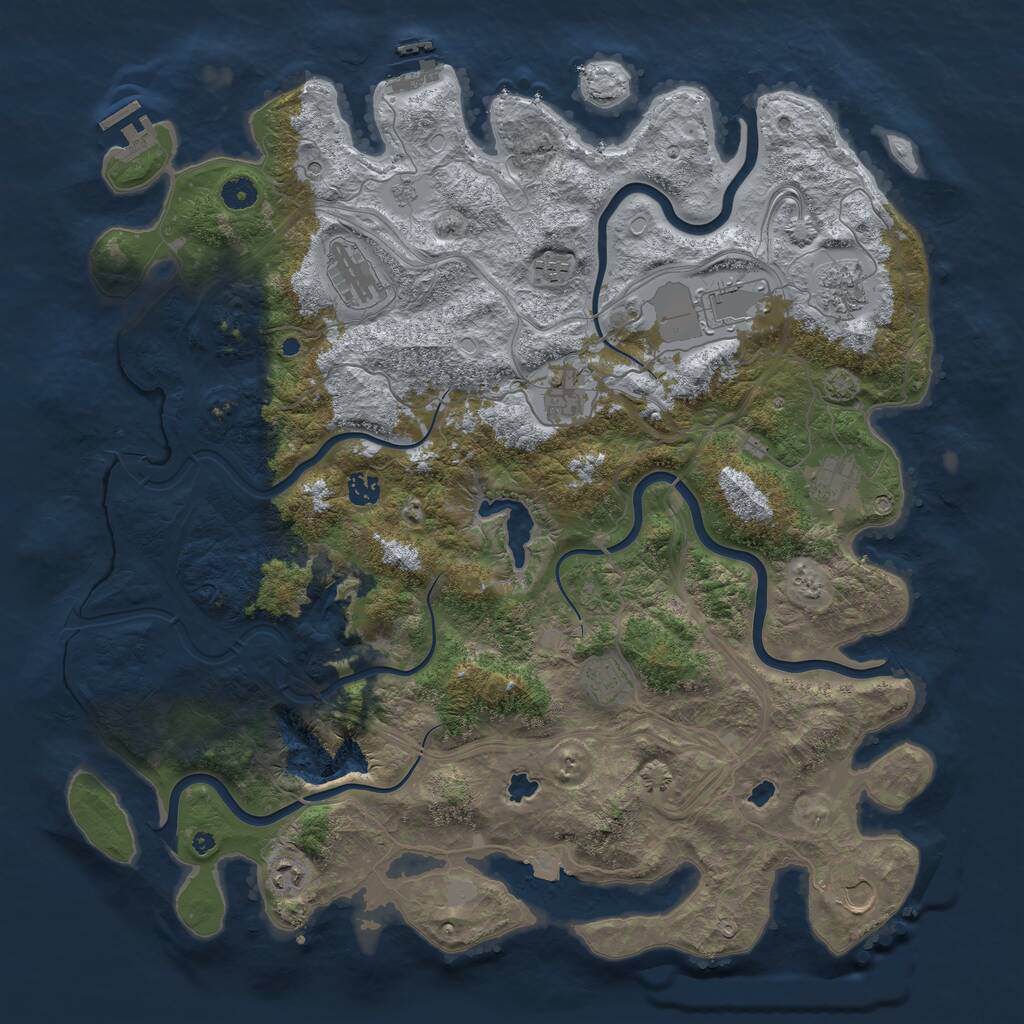 Rust Map: Procedural Map, Size: 4600, Seed: 799911751, 16 Monuments