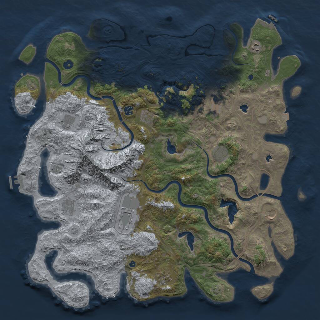 Rust Map: Procedural Map, Size: 5000, Seed: 1291536188, 17 Monuments