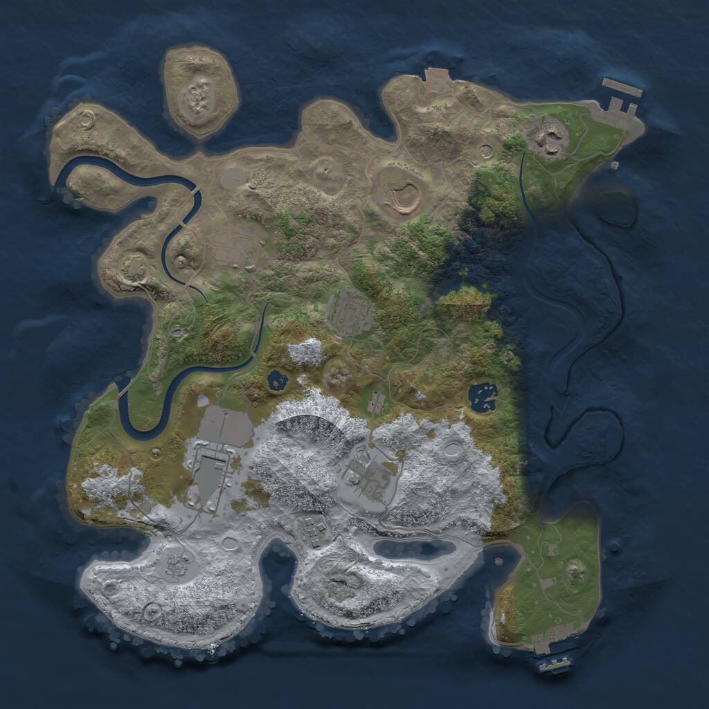 Rust Map: Procedural Map, Size: 3500, Seed: 646669250, 14 Monuments