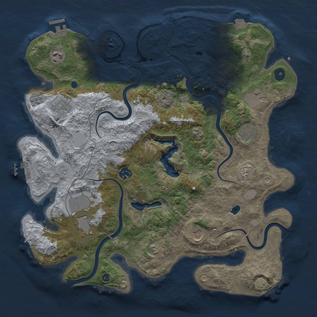 Rust Map: Procedural Map, Size: 4000, Seed: 748291, 14 Monuments
