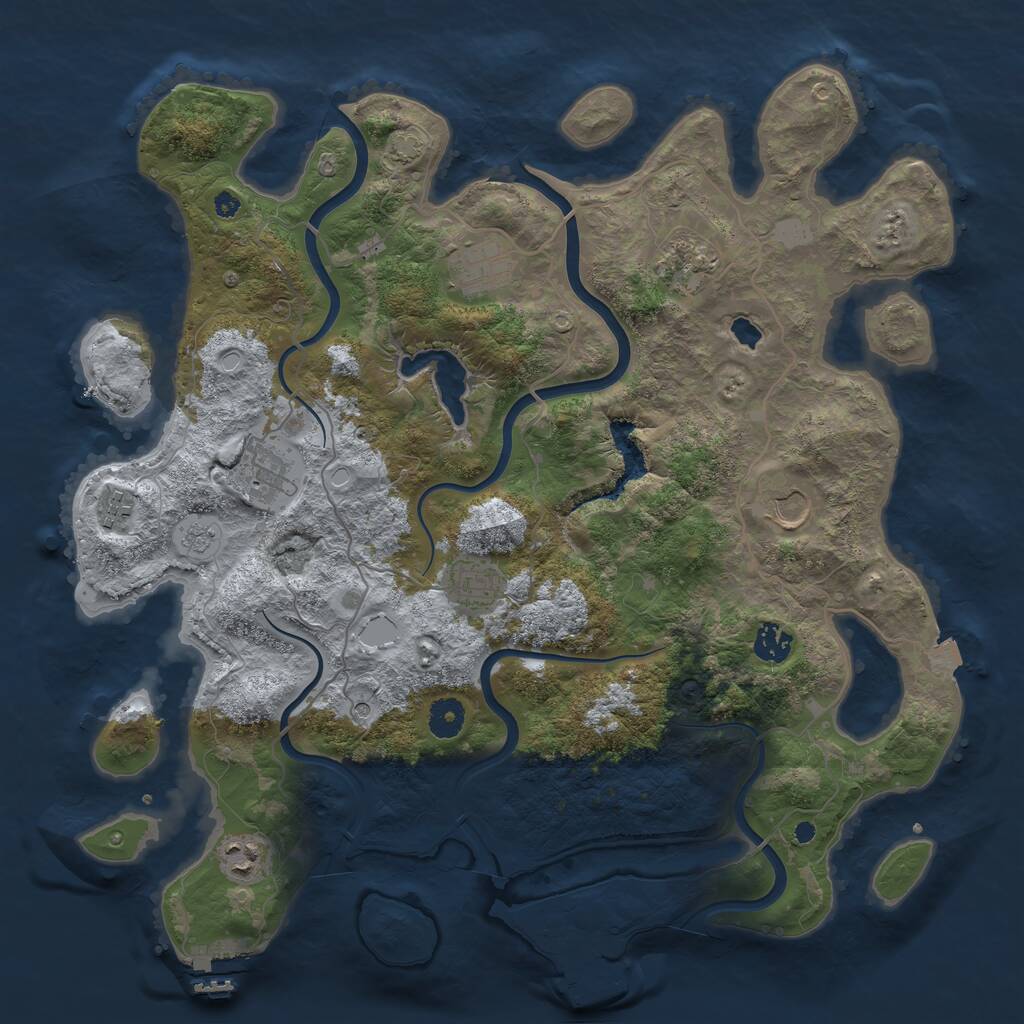 Rust Map: Procedural Map, Size: 4000, Seed: 921551, 14 Monuments