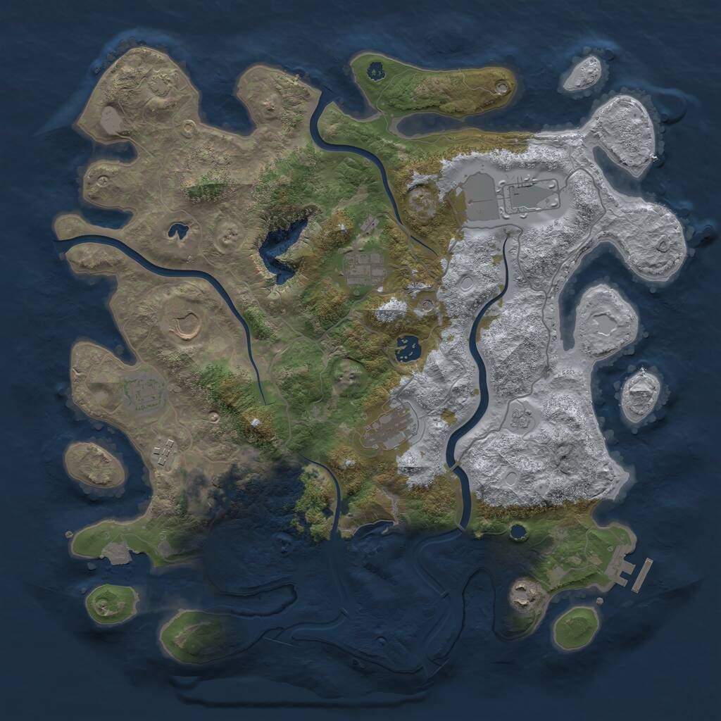 Rust Map: Procedural Map, Size: 4000, Seed: 663119642, 14 Monuments