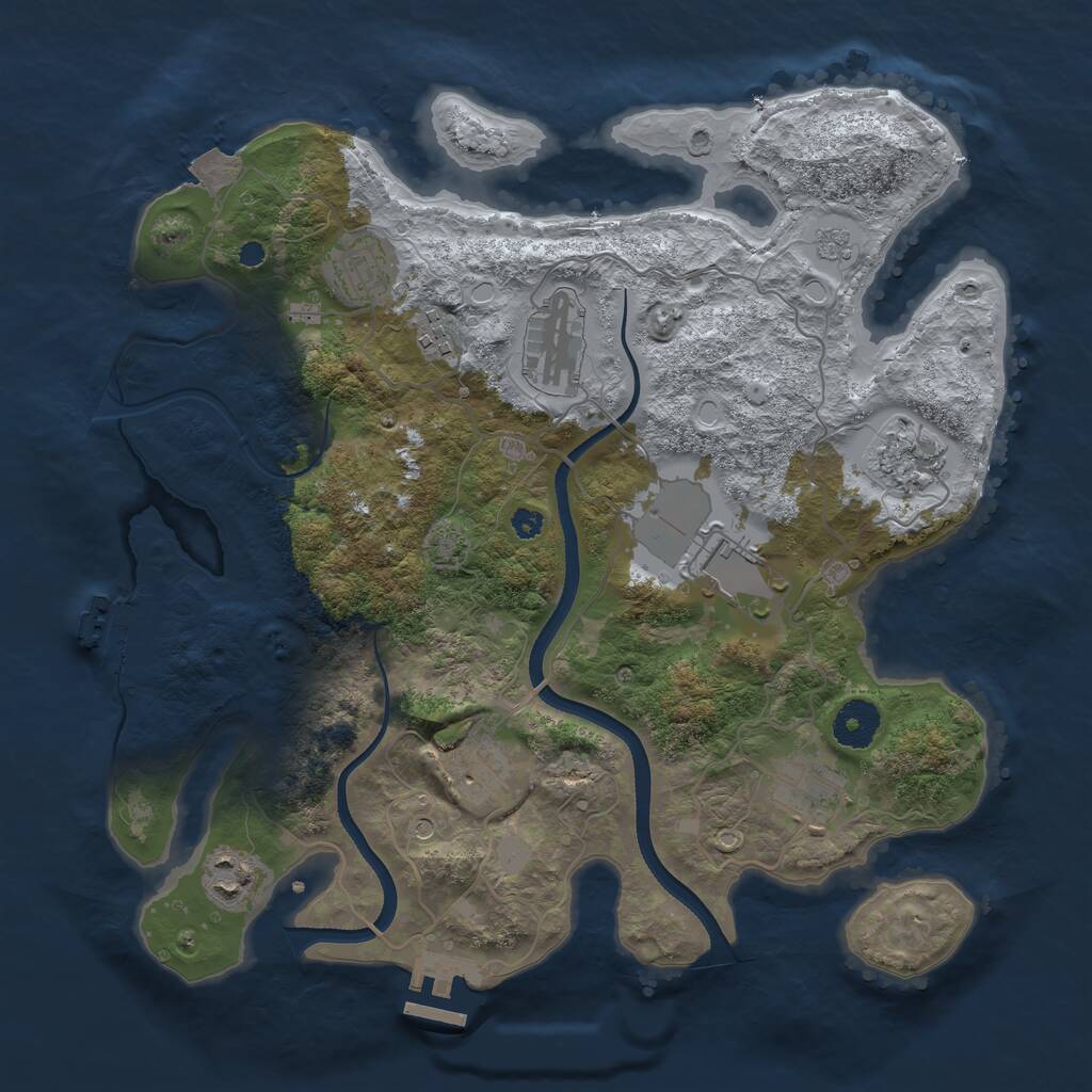 Rust Map: Procedural Map, Size: 3500, Seed: 989086859, 14 Monuments