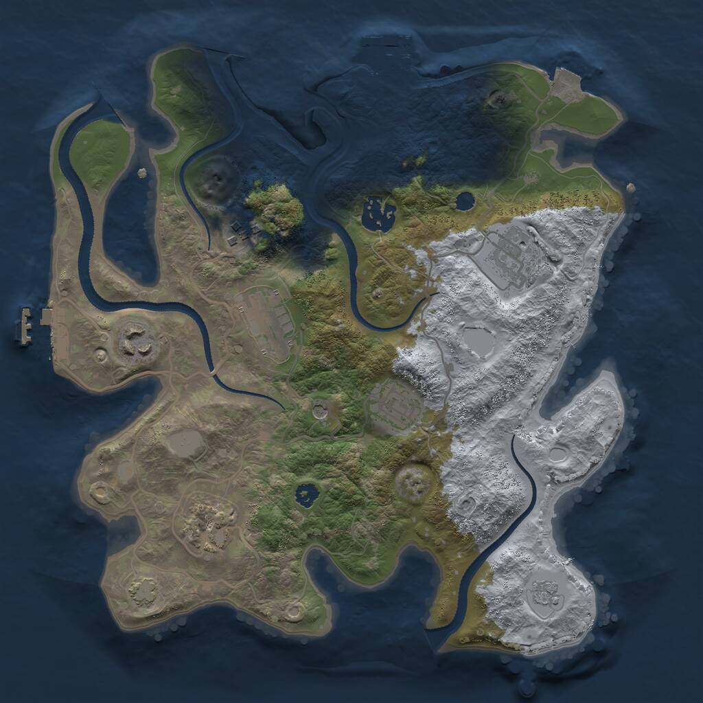 Rust Map: Procedural Map, Size: 3000, Seed: 1424786363, 13 Monuments