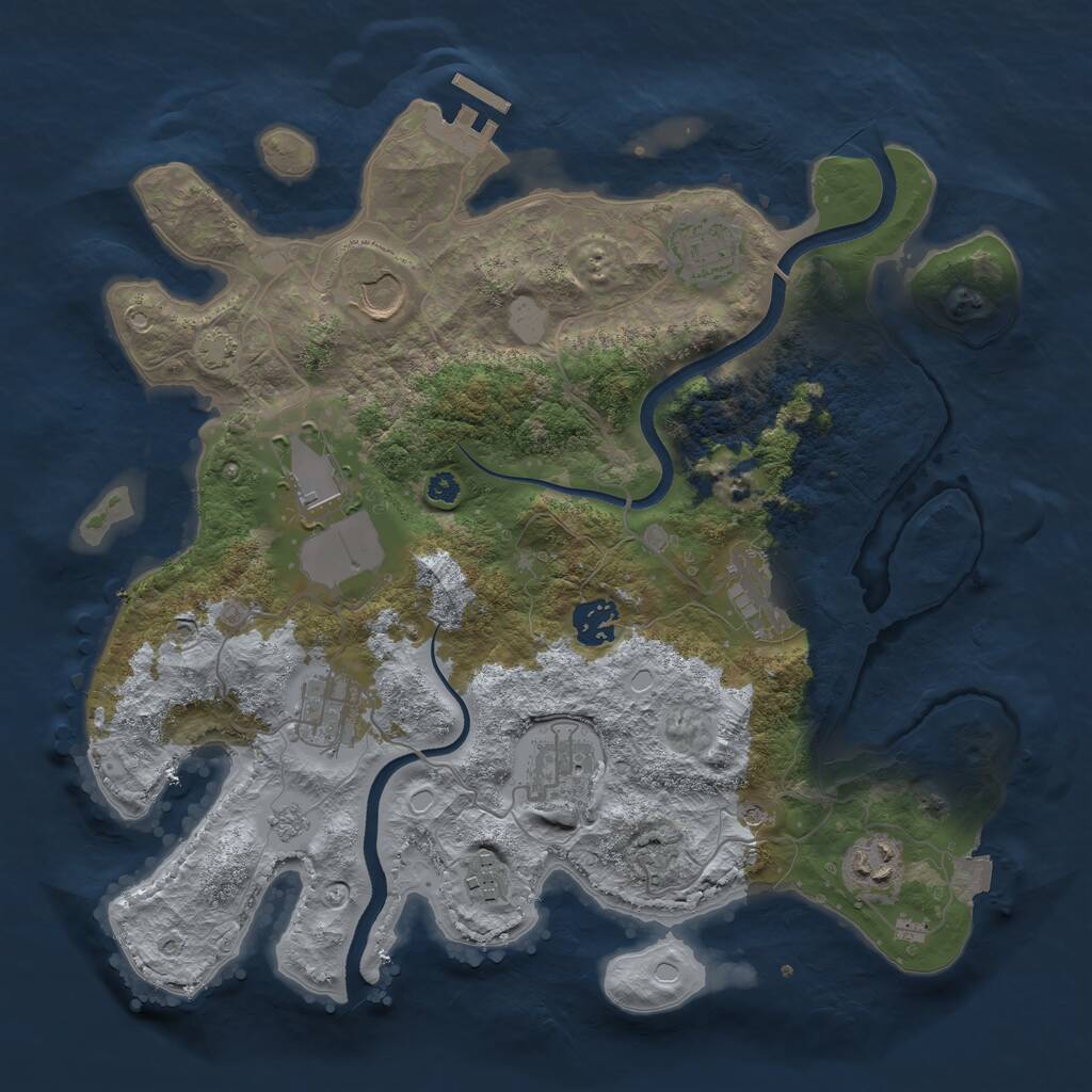 Rust Map: Procedural Map, Size: 3500, Seed: 385721748, 14 Monuments