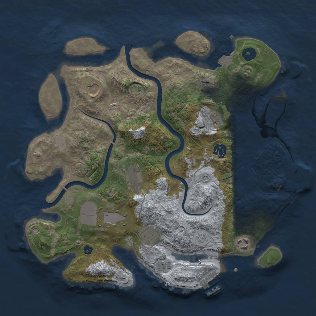 Rust Map: Procedural Map, Size: 3500, Seed: 933200243, 14 Monuments