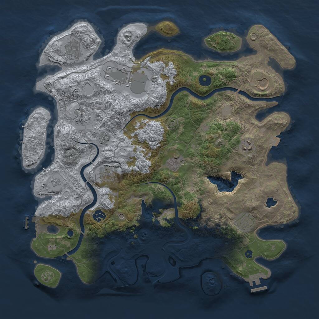 Rust Map: Procedural Map, Size: 4000, Seed: 1161772175, 16 Monuments