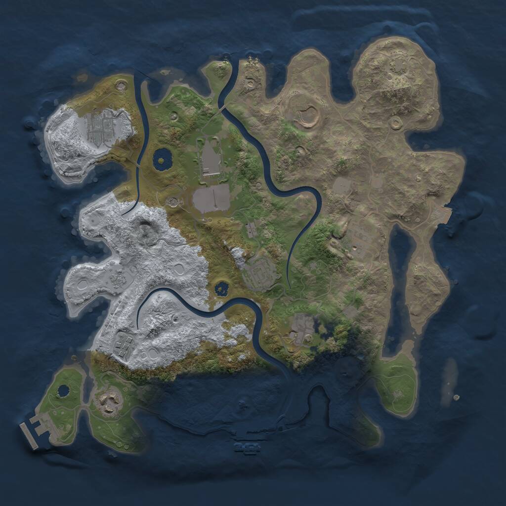 Rust Map: Procedural Map, Size: 3500, Seed: 6967, 14 Monuments