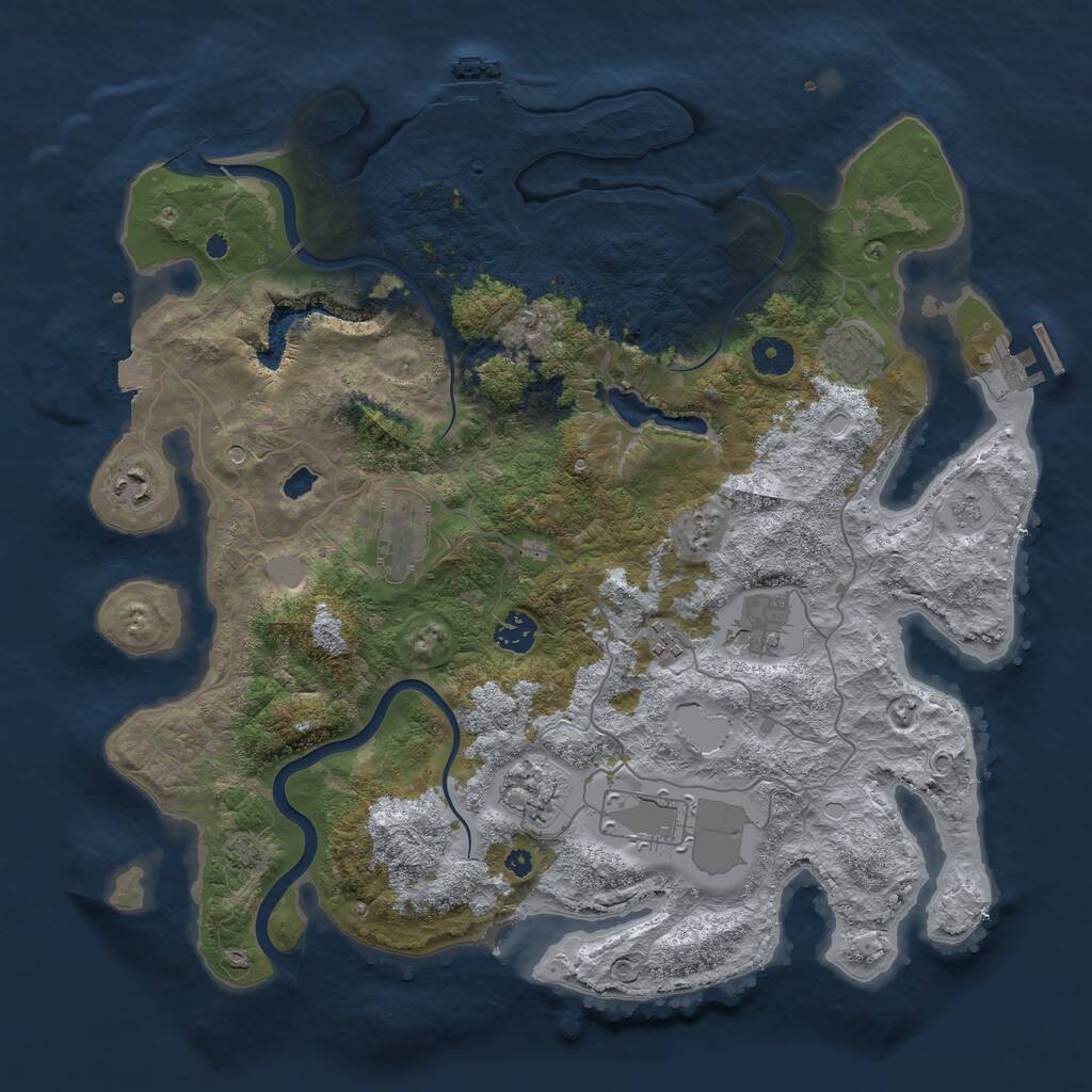 Rust Map: Procedural Map, Size: 4000, Seed: 747371937, 14 Monuments