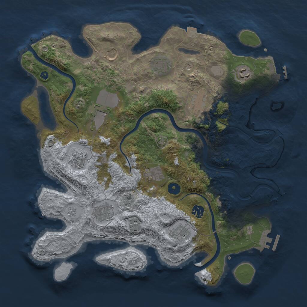 Rust Map: Procedural Map, Size: 3750, Seed: 648264919, 17 Monuments
