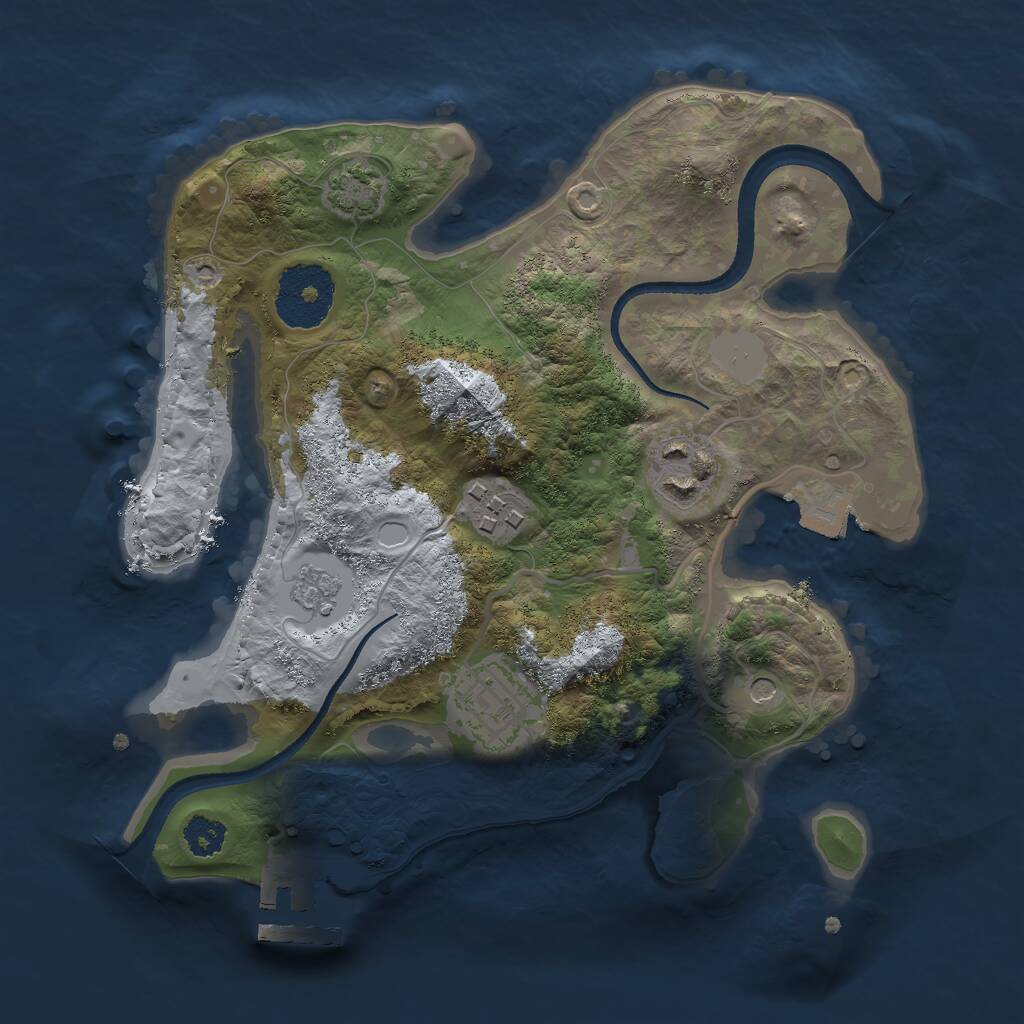 Rust Map: Procedural Map, Size: 2500, Seed: 130120, 8 Monuments