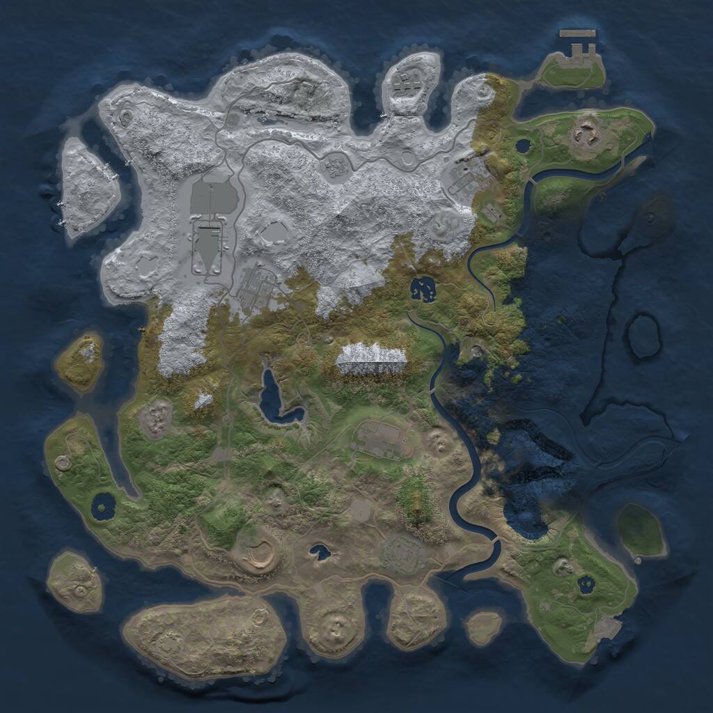 Rust Map: Procedural Map, Size: 4000, Seed: 664985913, 14 Monuments