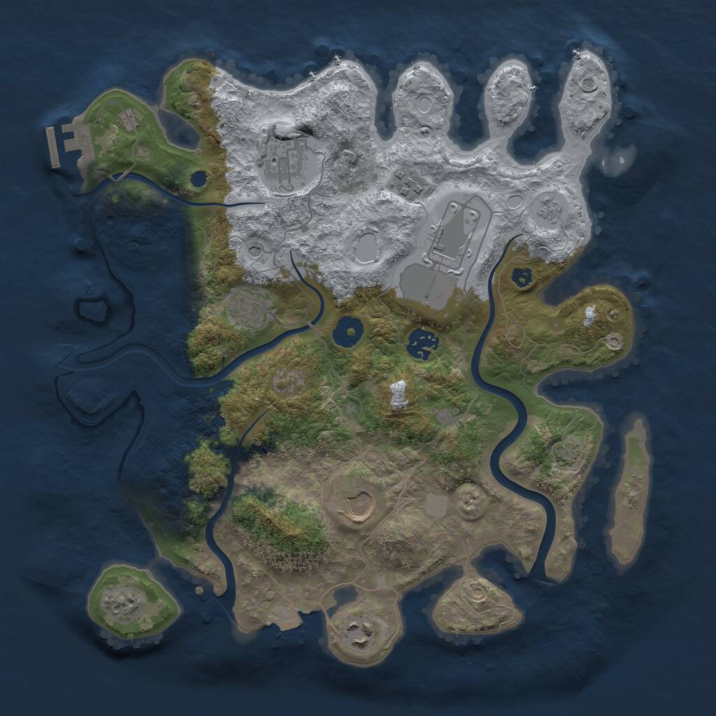 Rust Map: Procedural Map, Size: 3500, Seed: 187502825, 12 Monuments