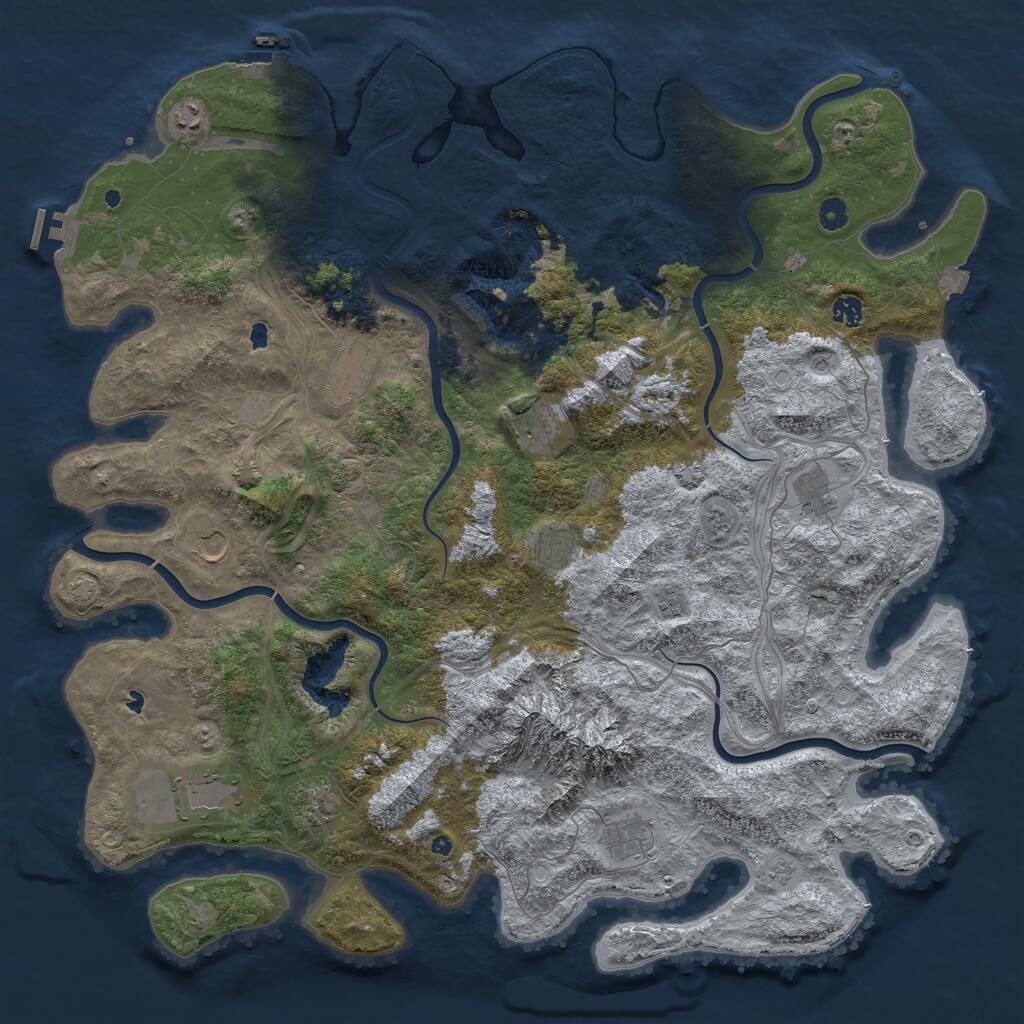 Rust Map: Procedural Map, Size: 5000, Seed: 408330983, 17 Monuments