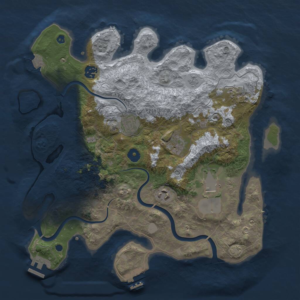 Rust Map: Procedural Map, Size: 3500, Seed: 2076025050, 13 Monuments
