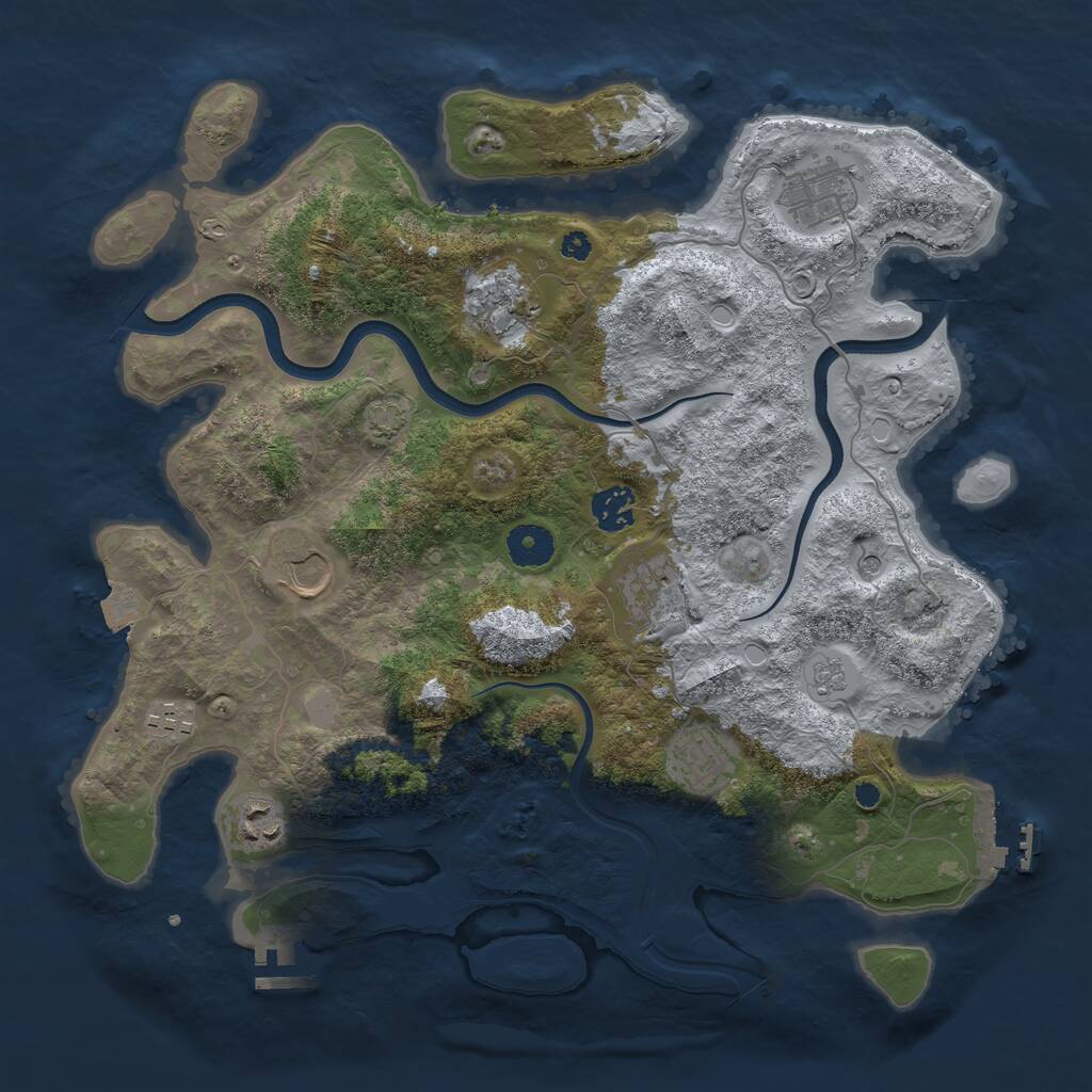 Rust Map: Procedural Map, Size: 3650, Seed: 1320384495, 14 Monuments