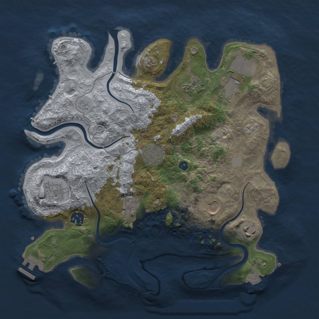 Rust Map: Procedural Map, Size: 3500, Seed: 691075861, 14 Monuments