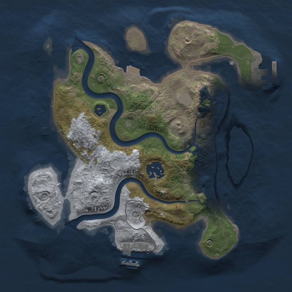 Rust Map: Procedural Map, Size: 2500, Seed: 2020311750, 5 Monuments