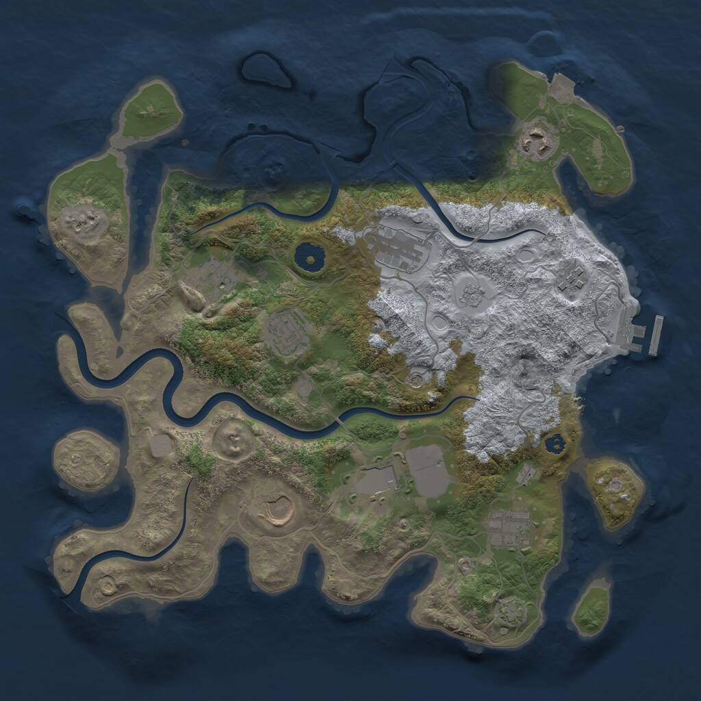 Rust Map: Procedural Map, Size: 3500, Seed: 953353626, 13 Monuments