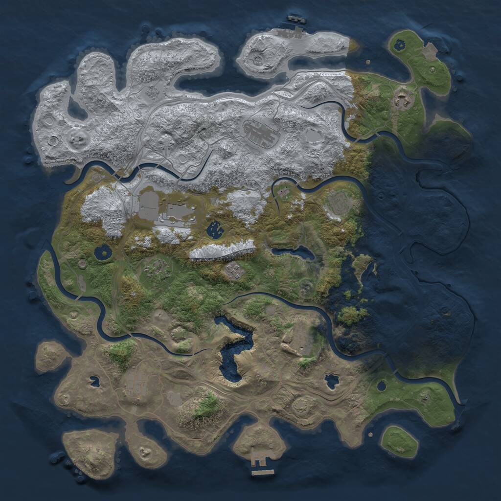 Rust Map: Procedural Map, Size: 4500, Seed: 1049519765, 15 Monuments