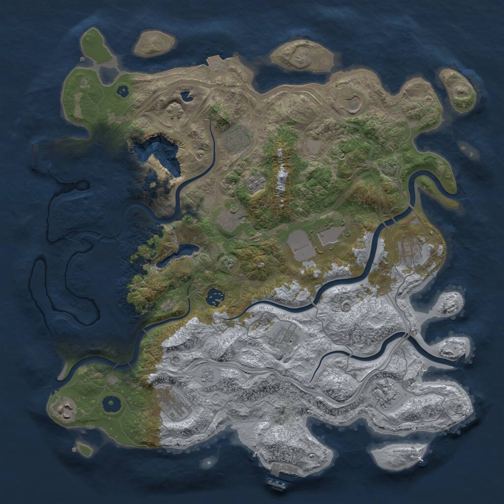 Rust Map: Procedural Map, Size: 4250, Seed: 391264776, 17 Monuments