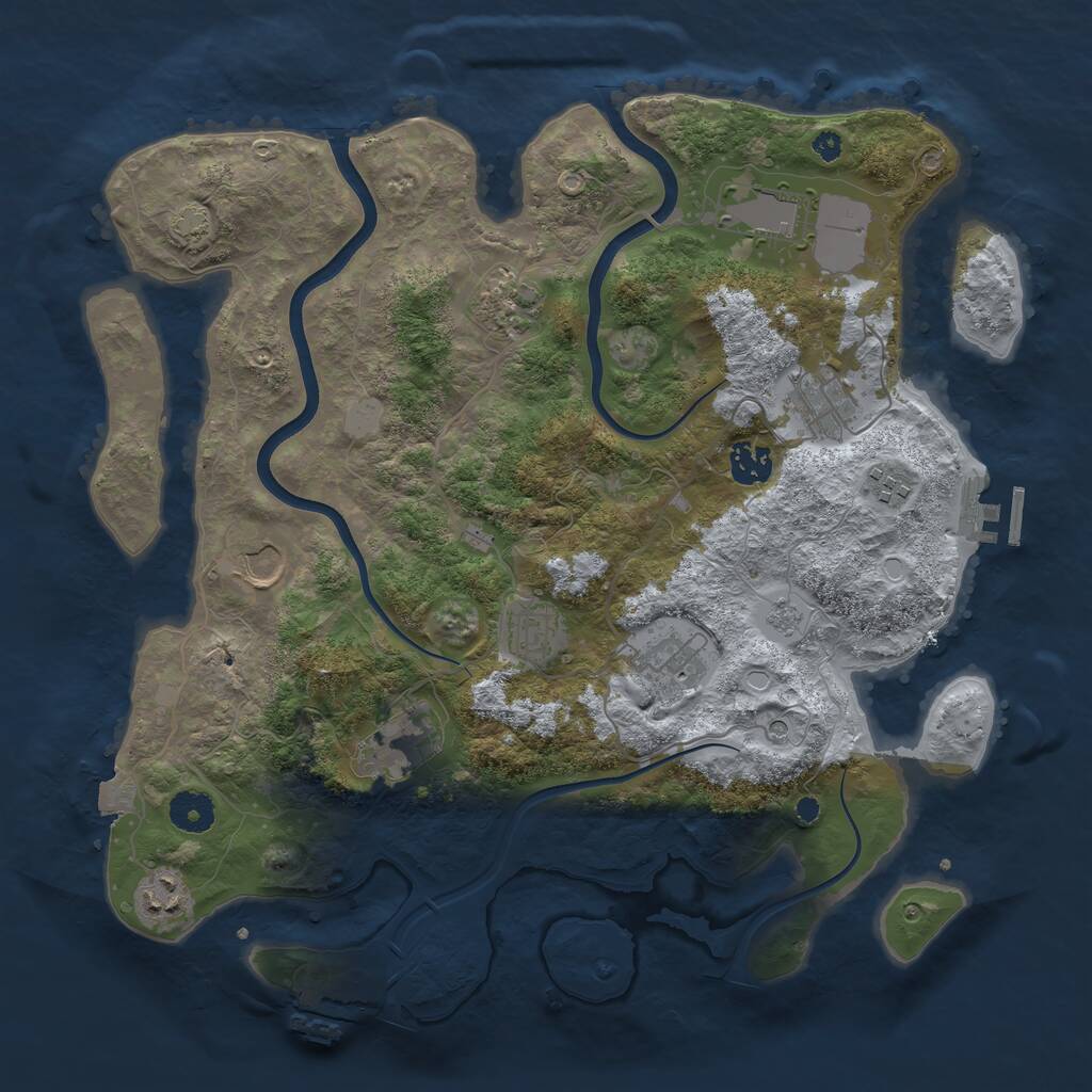 Rust Map: Procedural Map, Size: 3750, Seed: 488978856, 16 Monuments