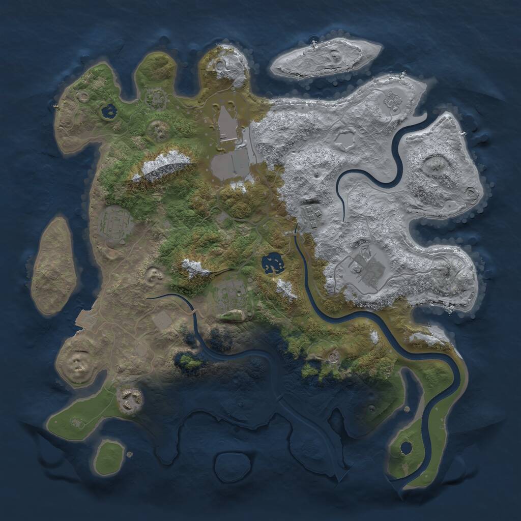 Rust Map: Procedural Map, Size: 3500, Seed: 543234432, 11 Monuments
