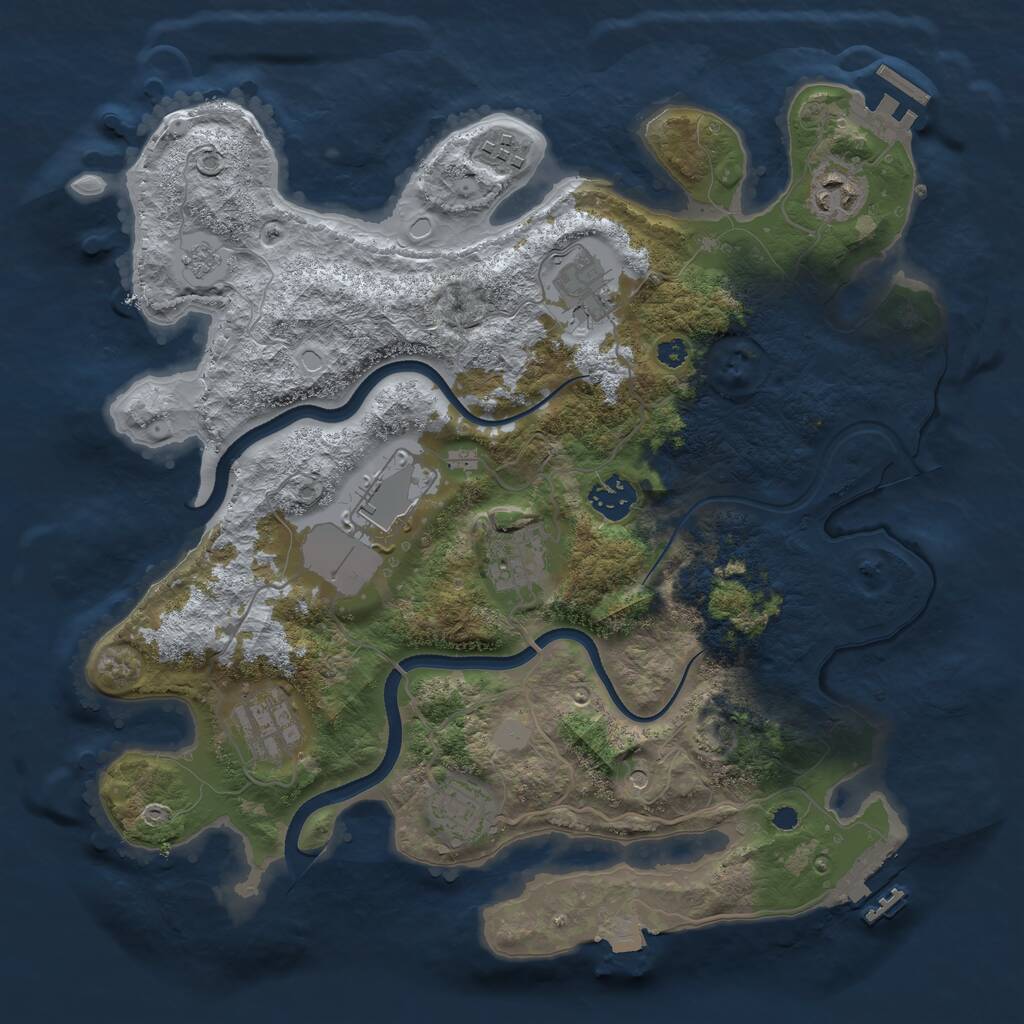 Rust Map: Procedural Map, Size: 3500, Seed: 700554078, 14 Monuments