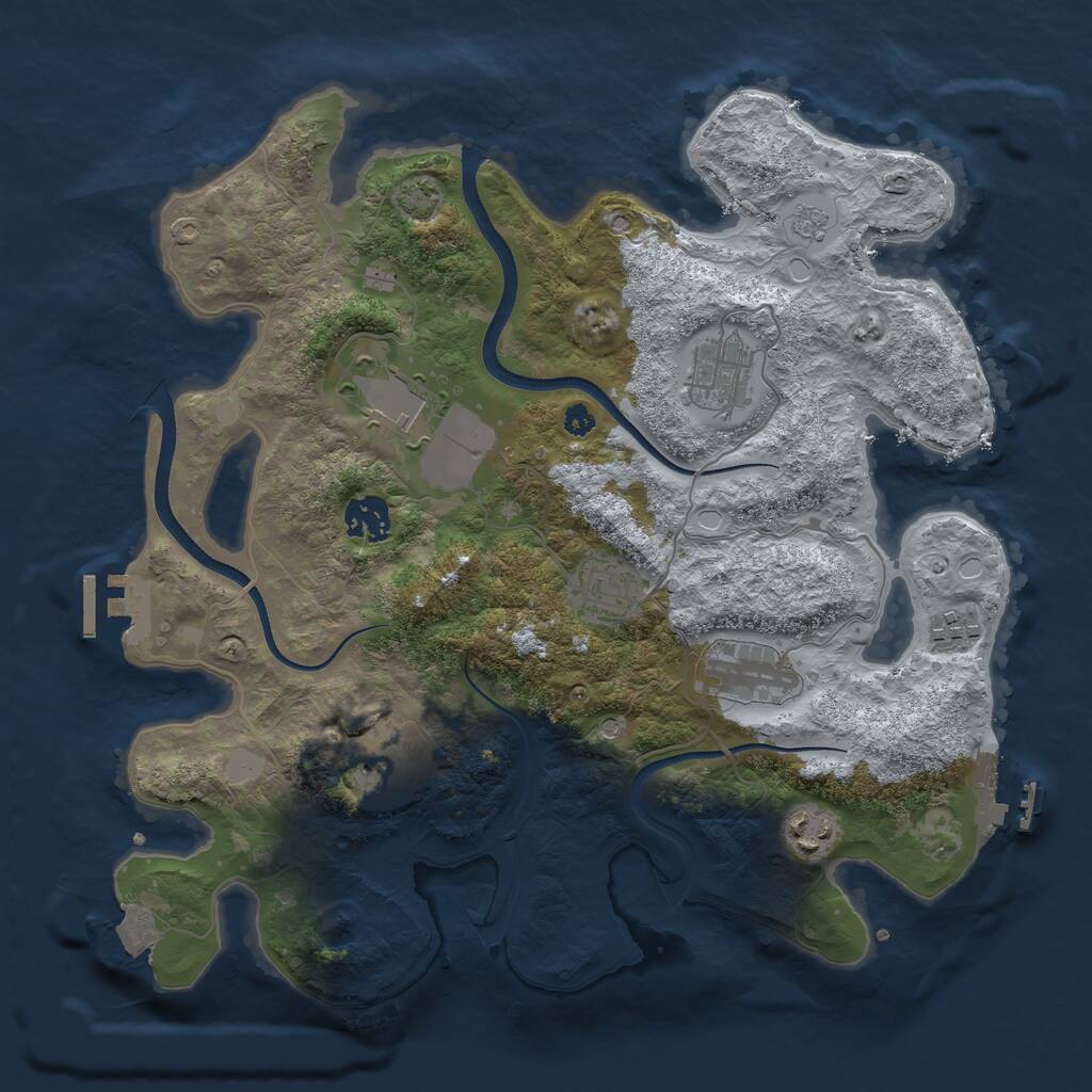 Rust Map: Procedural Map, Size: 3500, Seed: 270560324, 14 Monuments