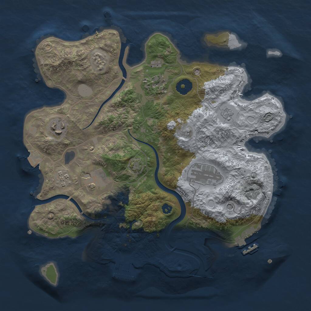 Rust Map: Procedural Map, Size: 3000, Seed: 1349841098, 11 Monuments