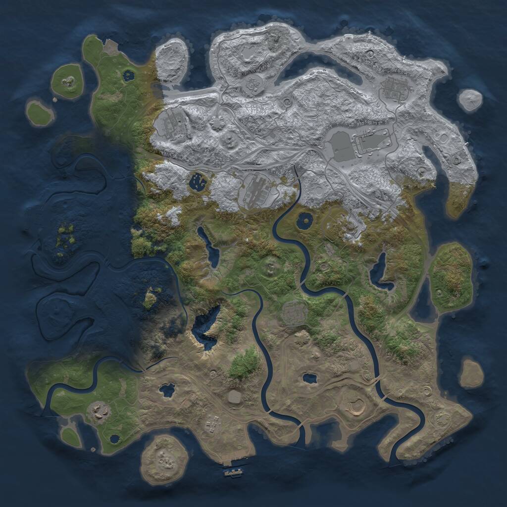 Rust Map: Procedural Map, Size: 4500, Seed: 1931886845, 16 Monuments