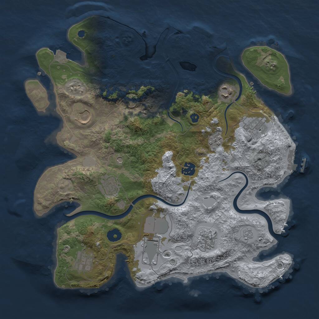 Rust Map: Procedural Map, Size: 3500, Seed: 973690246, 15 Monuments